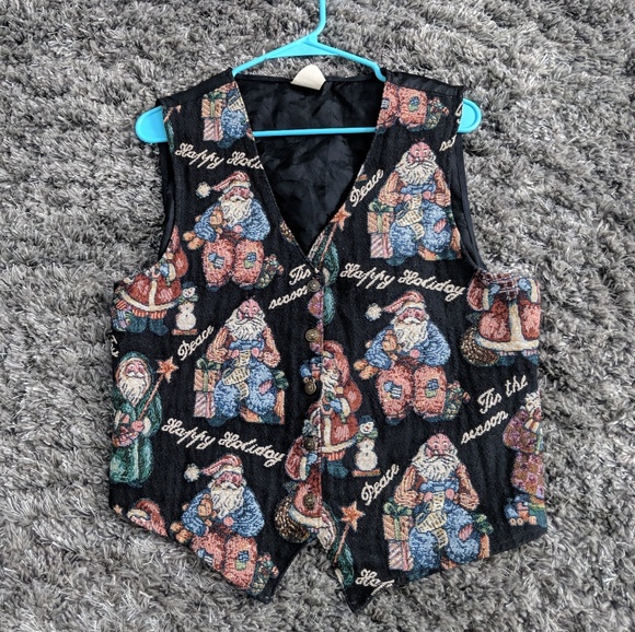 Vintage Tops - ❌ Vintage festive tapestry Santa vest 🎅